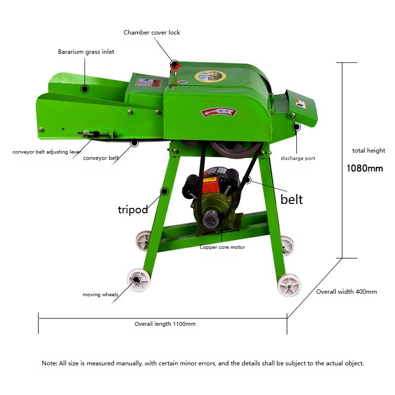 Straw Crusher Poultry Animal Cattle Feed Making Grass Shredder Chaff Cutter Machine